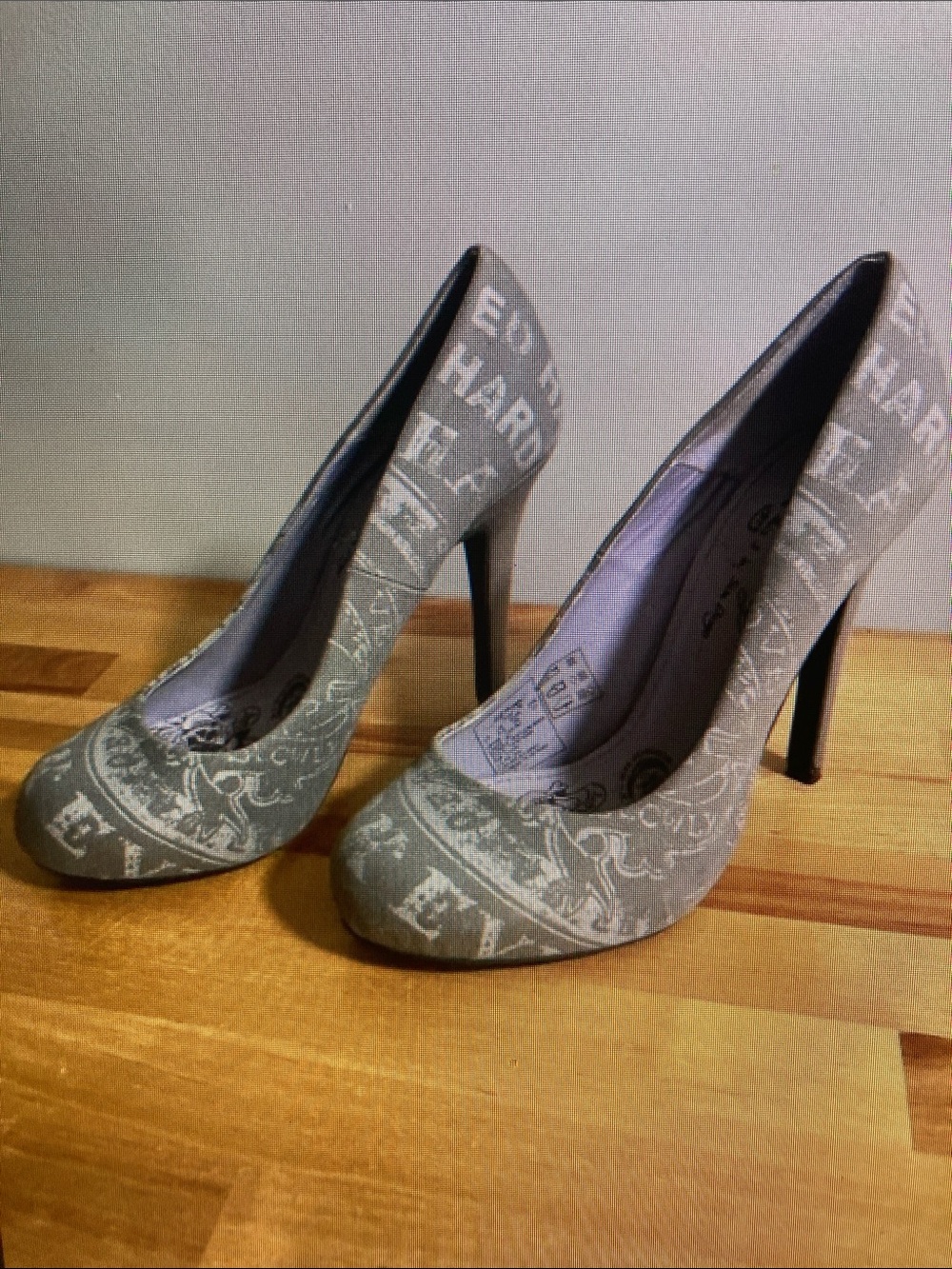 Patterned Grey High Heel Pumps for Women